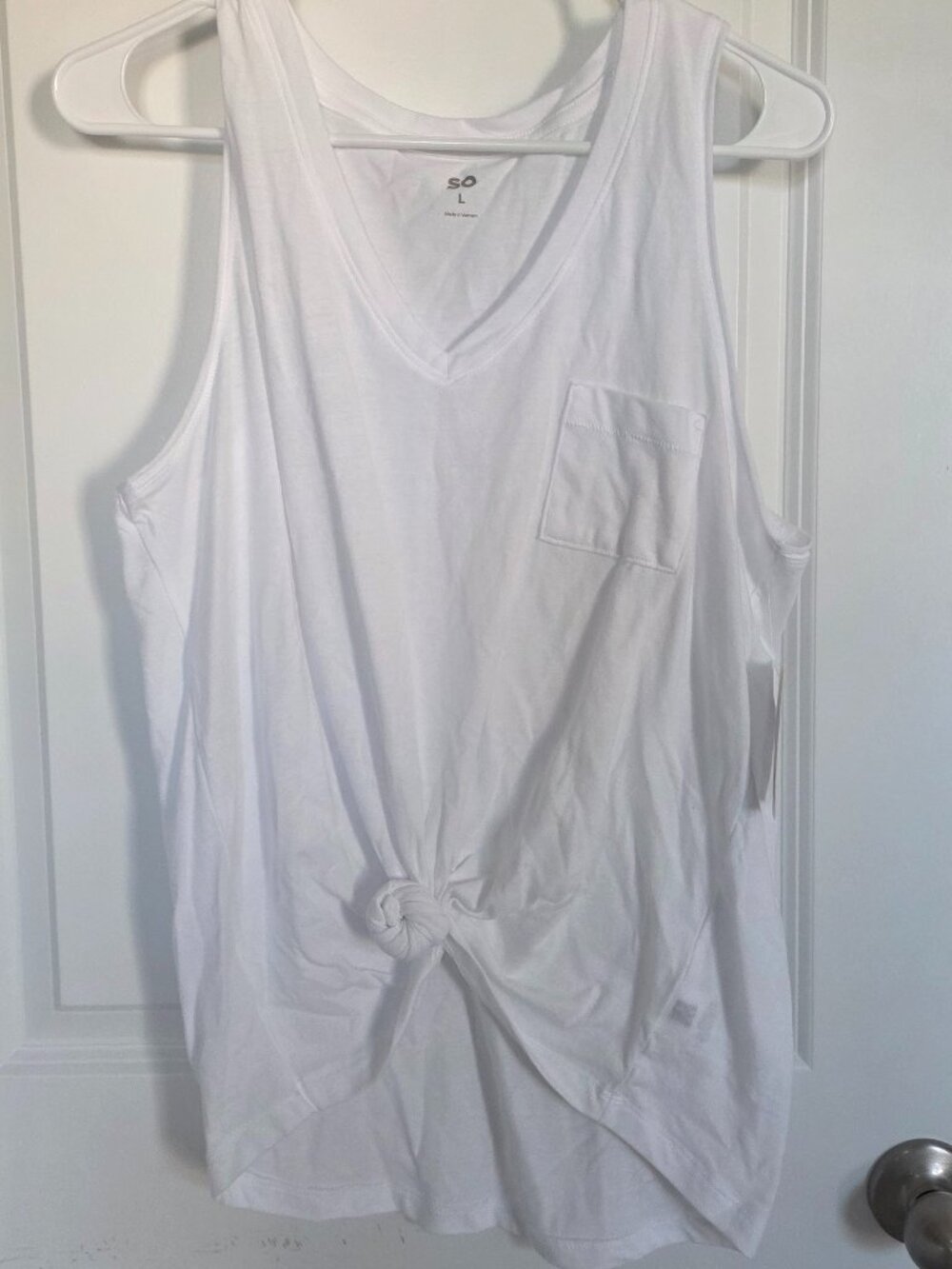 SO Brand White Knotted Tank Top - Size Large